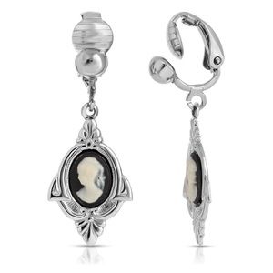 NWT 1928 Jewelry Embellish Vintage-Inspired Cameo Drop Clip On Earrings